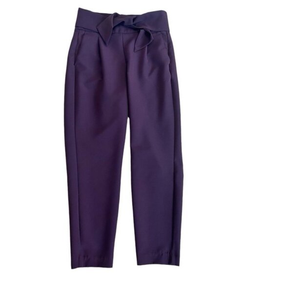 Dynamite plum purple high waisted pleated tie front ankle pants Sz 6 NWOT - Picture 1 of 10